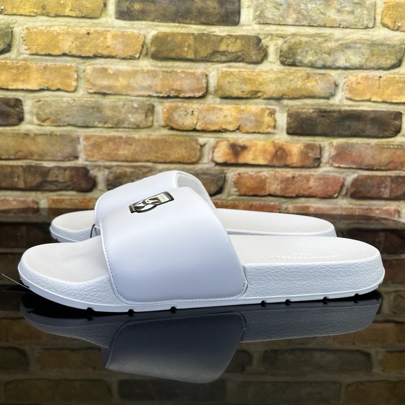 KARL LAGERFELD Paris Mens Size 11 Slip On Slides White Sandals - Picture 2 of 8